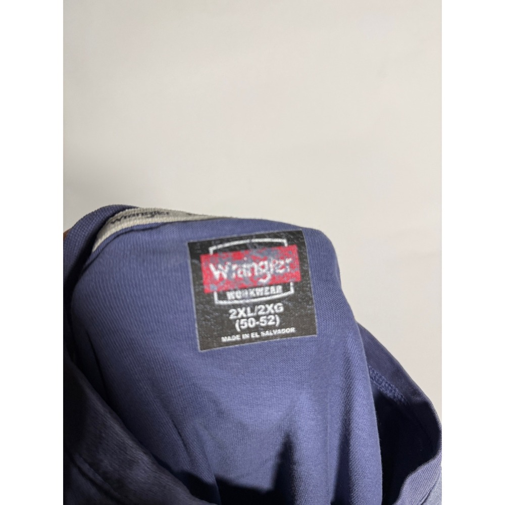 Wrangler Mens 2XL Blue Long Sleeve Pocket T-Shirt Faded Distressed Grunge - Picture 7 of 9